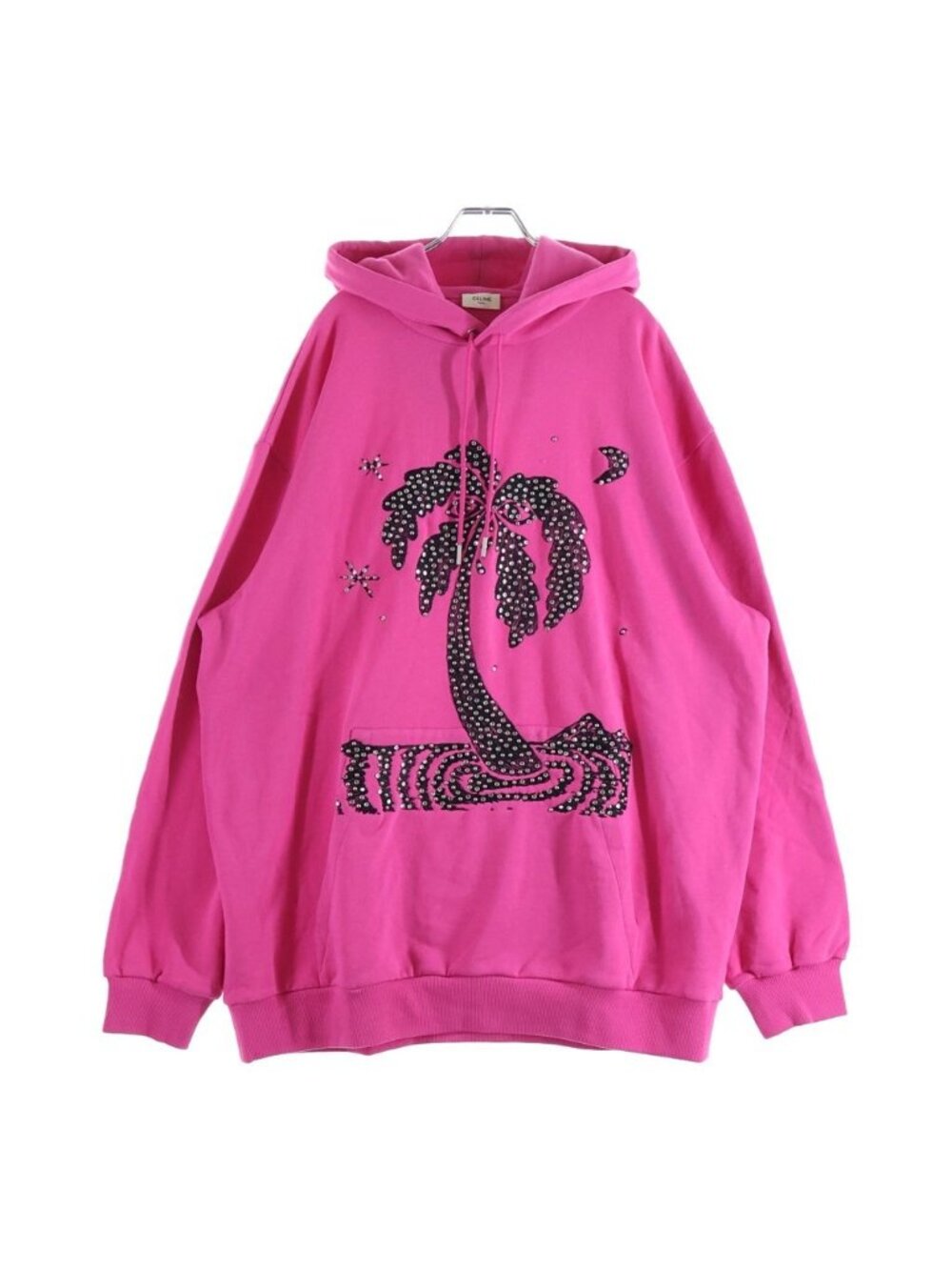 Celine Palm Tree Studded Hoodie Pullover Pink